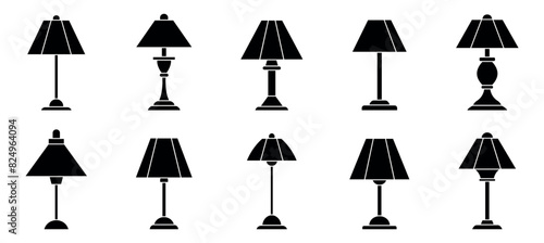 Lamp icon set. Set of lamps for the home. Table lamp icons - stock vector. © BraveSpirit