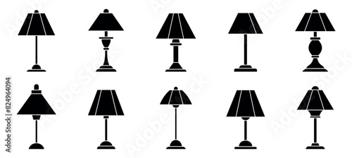 Lamp icon set. Set of lamps for the home. Table lamp icons - stock vector.
