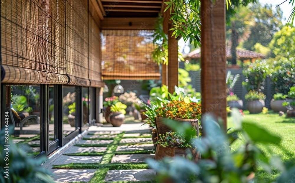 Summer fresh greenery decorates traditional Japanese houses