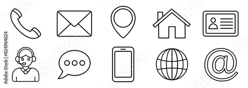Contact us icon set. Collection of website icon. Business card contact information icon. web icon vector - stock vector.