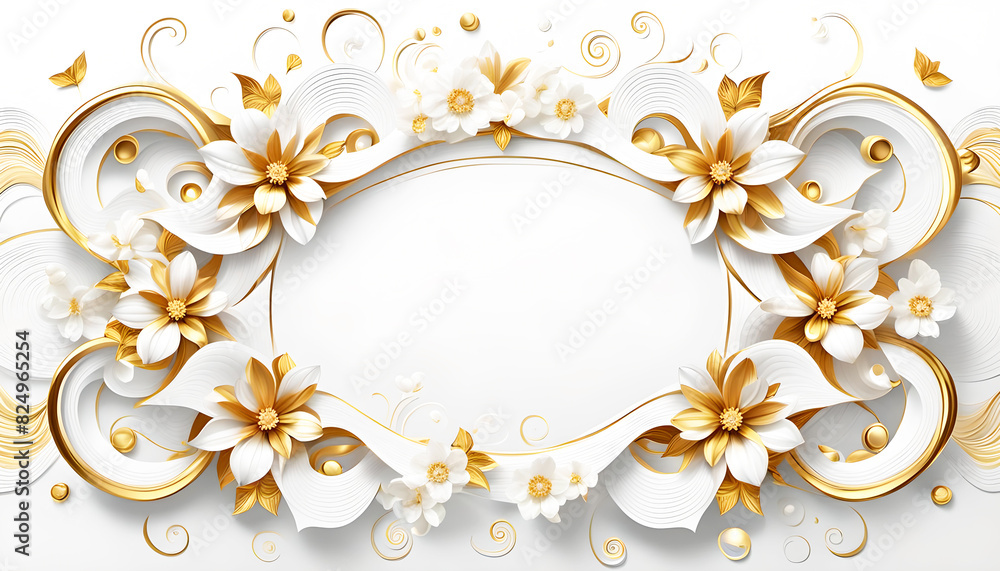 Rahmen hell aus floralen natürlichen Ornamenten kurvige Wellen in Gold weiß mit Frühling Blumen Blüten weißer leerer Hintergrund freie Fläche zur Deko Vorlage Einladung Hochzeit Valentin Rahmen hell aus floralen natürlichen Ornamenten kurvige Wellen in Gold weiß mit Frühling Blumen Blüten weißer leerer Hintergrund freie Fläche zur Deko Vorlage Einladung Hochzeit Valentin