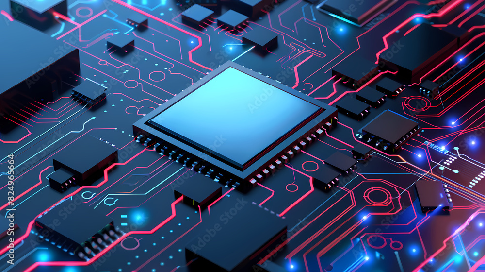 Circuit board technology cpu microprocessor vector image Circuit board technology cpu microprocessor vector image