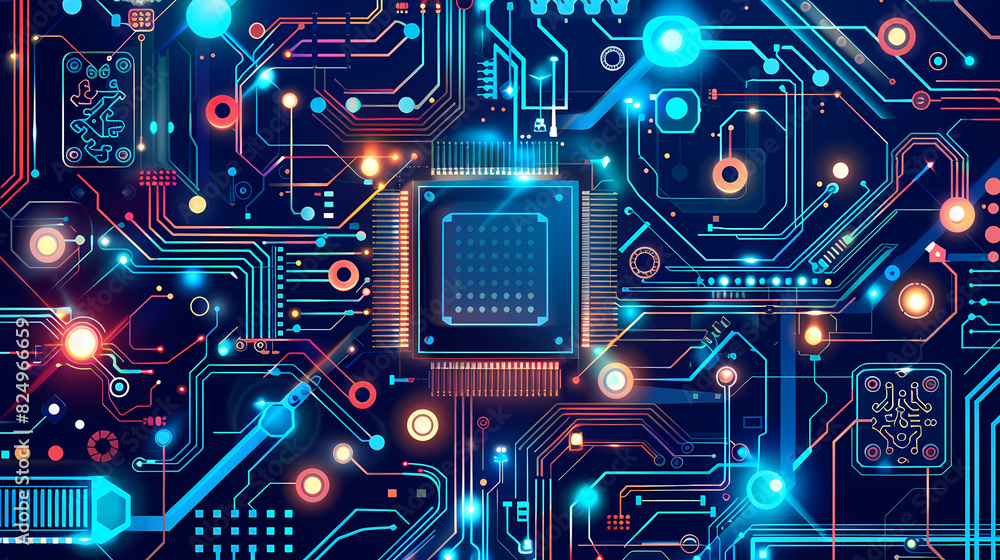 Circuit board technology cpu microprocessor vector image Circuit board technology cpu microprocessor vector image