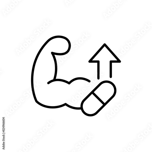 Muscle Supplement outline icons, minimalist vector illustration ,simple transparent graphic element .Isolated on white background