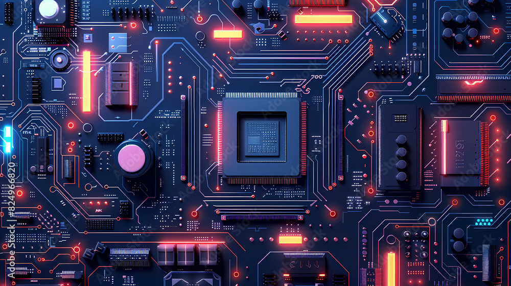 Circuit board technology cpu microprocessor vector image Circuit board technology cpu microprocessor vector image