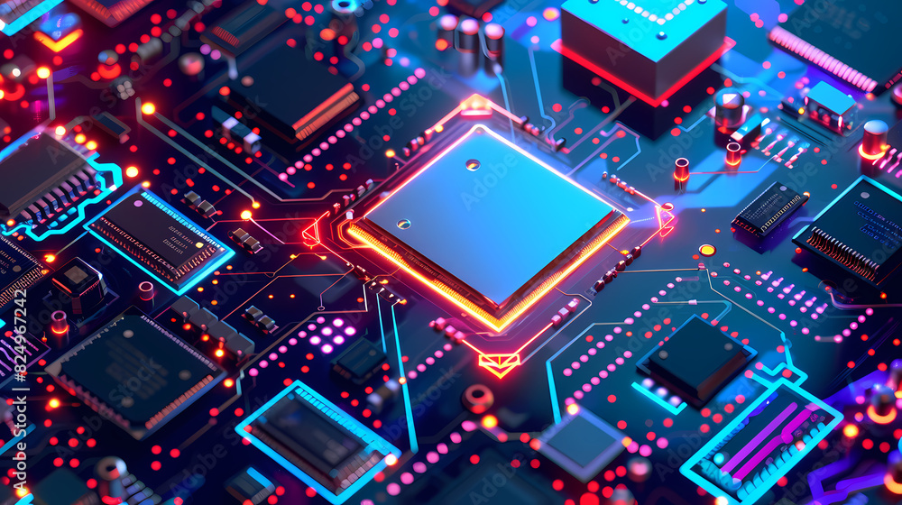 Circuit board technology cpu microprocessor vector image Circuit board technology cpu microprocessor vector image