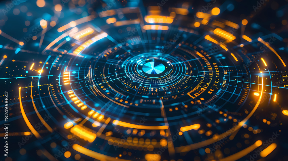 Futuristic hud interface circles yellow and blue vector image Futuristic hud interface circles yellow and blue vector image
