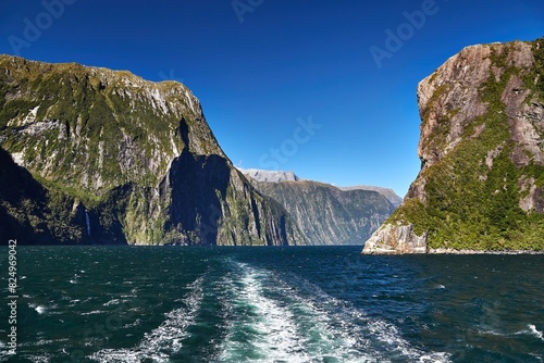 Landscape in New Zealand Fiordland, Milford Sound