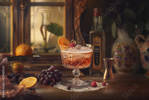 A cocktail with a hint of nostalgia  evoking memories of days gone by  super realistic