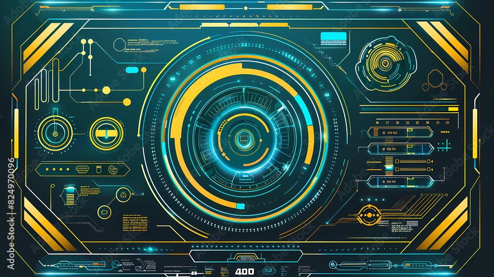 Futuristic hud interface circles yellow and blue vector image Futuristic hud interface circles yellow and blue vector image