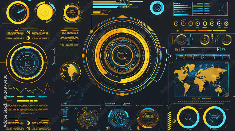 Obraz premium Futuristic hud interface circles yellow and blue vector image