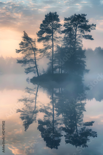 Misty Morning Serenity: Capturing the Ethereal Beauty of Dawn by the Lake, Where Fog and Light Dance in Harmony in a Tranquil Natural Setting © Vincent