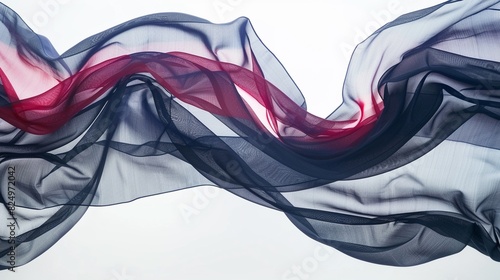 American wave flag in motion, isolated white background, dramatic studio lighting highlighting the fabric's texture photo