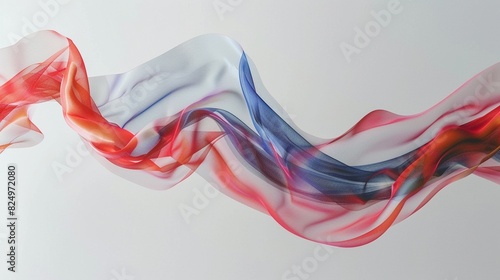 American wave flag in motion, isolated white background, dramatic studio lighting highlighting the fabric's texture photo