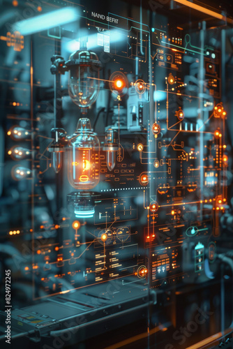 Innovative hydrogen fuel cell display showcasing clean energy with visible flow and technical diagrams.