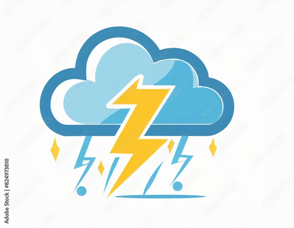 cloud icon with lightning, vector image on white background, weather cloud icon with lightning, vector image on white background, weather