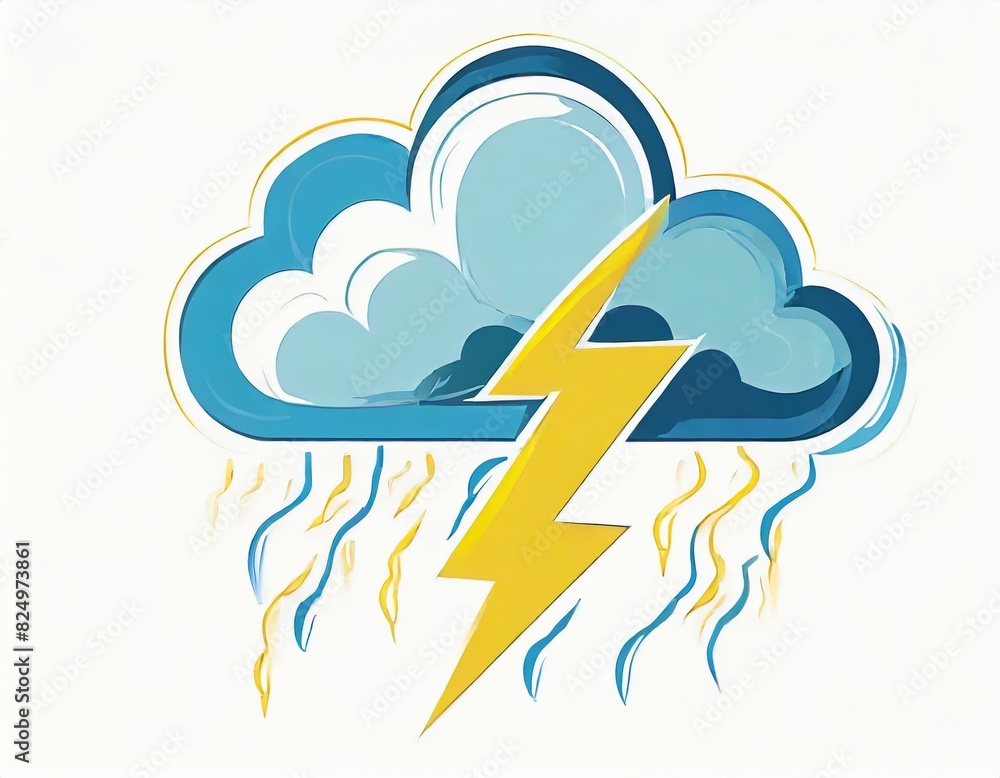 cloud icon with lightning, vector image on white background, weather cloud icon with lightning, vector image on white background, weather