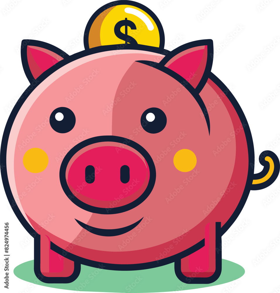 piggy bank with a coin. Solid icon, Editable stroke. Vector illustration. piggy bank with a coin. Solid icon, Editable stroke. Vector illustration.