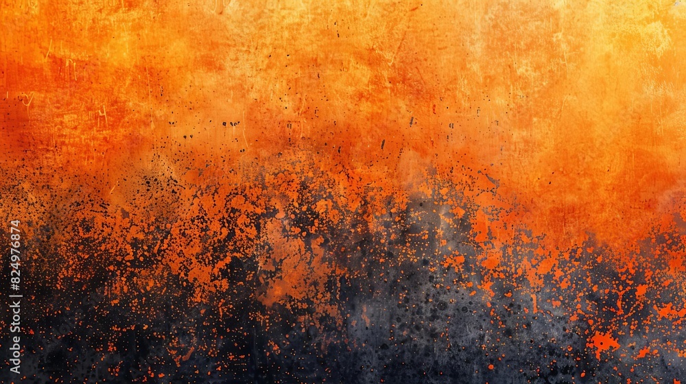 Obraz premium fiery orange and black ombre background with grainy grunge texture abstract web banner