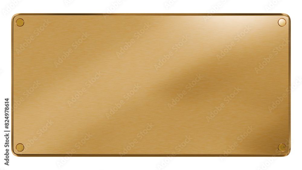 Fototapeta premium Golden plaque with rivets. Isolated metallic nameboards set. 3D rendering.