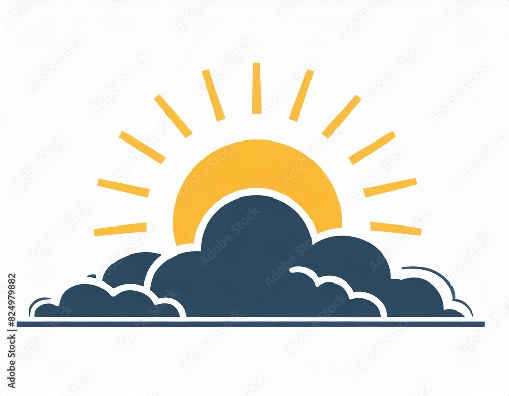 sun behind the clouds icon, vector image on white background, weather forecast, sunny cloudy weather sun behind the clouds icon, vector image on white background, weather forecast, sunny cloudy weather