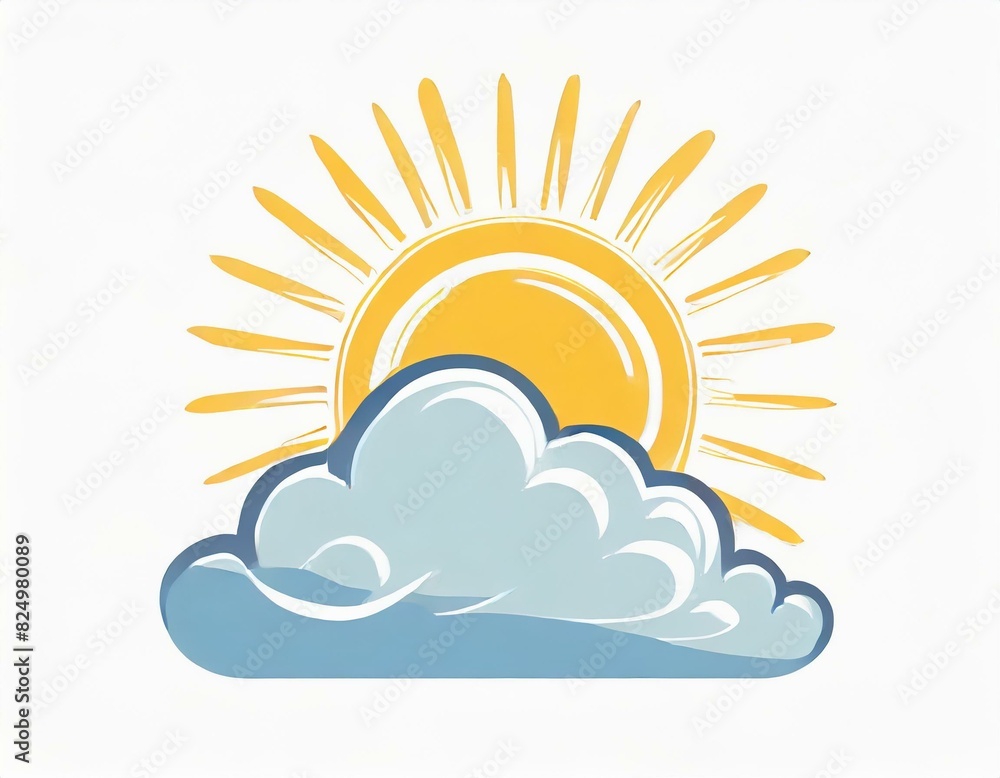 sun behind the clouds icon, vector image on white background, weather forecast, sunny cloudy weather sun behind the clouds icon, vector image on white background, weather forecast, sunny cloudy weather