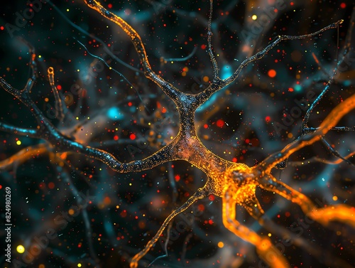 12. Detailed view of nerve signal pathways in the brain, capturing synaptic activity and neuron structures, ultra-clear photo