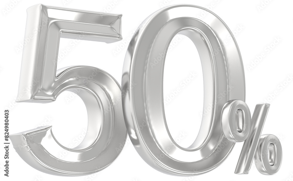 50 Percent Silver Number 3D Render 50 Percent Silver Number 3D Render