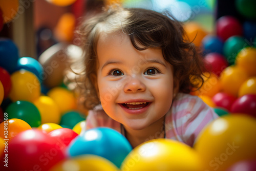 Cute children in playground playroom territory having fun playful childish mood made by Generative AI