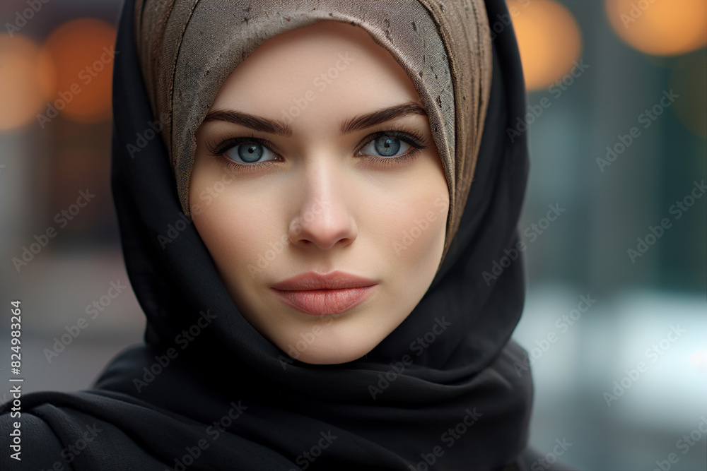 Arabian woman in hijab living her life in modern city have shopping working traveling abilities, Generative AI Arabian woman in hijab living her life in modern city have shopping working traveling abilities, Generative AI