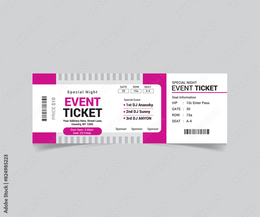 Obraz premium Event Ticket Simple and Creative Design 