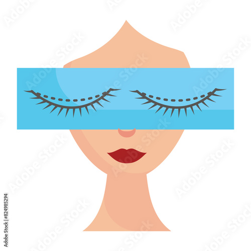 non-surgical eyebrow lift concept, removing eyelids extra tissue skin vector flat design, plastic surgeon Symbol,  body contouring Sign, Beauty treatment stock illustration
