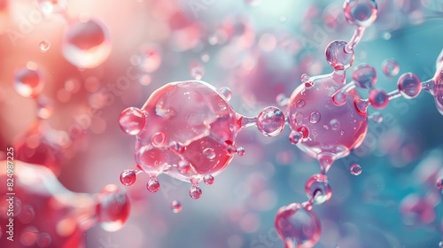 Closeup of glucose molecules in the bloodstream, Watercolor Style, Soft Colors, High Resolution, Showcasing metabolic imbalance photo