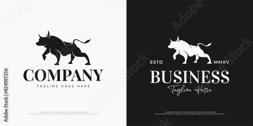 company slogan here. Company logo. Bull logo design for a company. Logo design set. photo