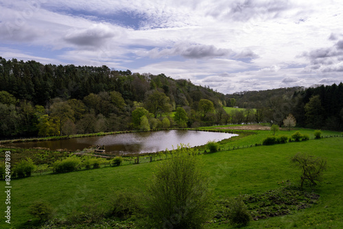 Wakling in County Durham, England, view on a lake on a cloudy spring afternoon. photo