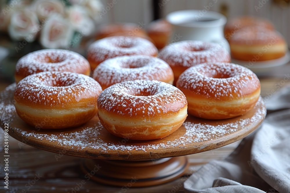 Quarkbällchen - Small, round donuts dusted with powdered sugar. 