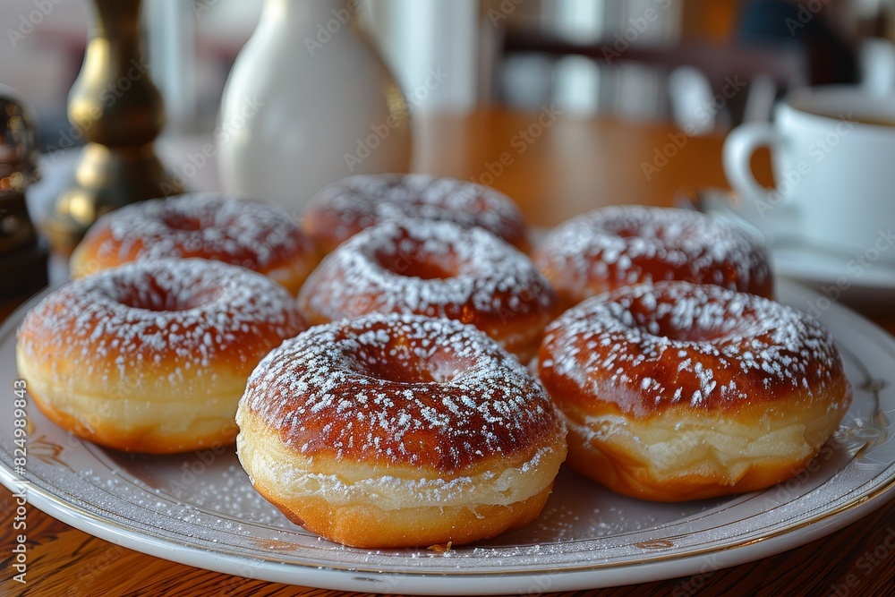 Quarkbällchen - Small, round donuts dusted with powdered sugar. Quarkbällchen - Small, round donuts dusted with powdered sugar.