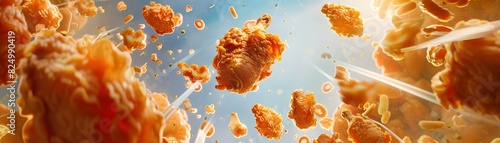 Fried Chicken Feast Floating in a Surreal Culinary Wonderland photo