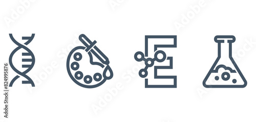 Icons set - additives for labeling, in bold line