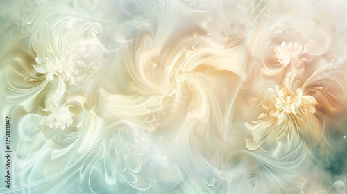 Abstract background with delicate swirling floral patterns in soft pastel colors
