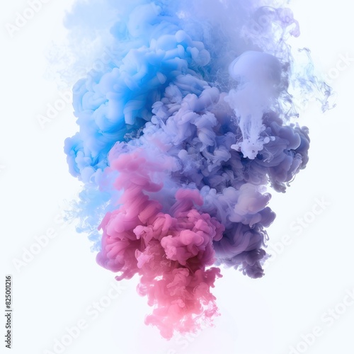 multi-colored thick smoke swirls upward on a white background, special effects for design