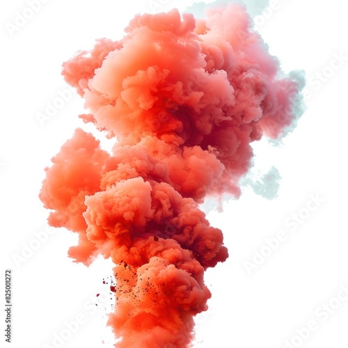 multi-colored thick smoke swirls upward on a white background, special effects for design