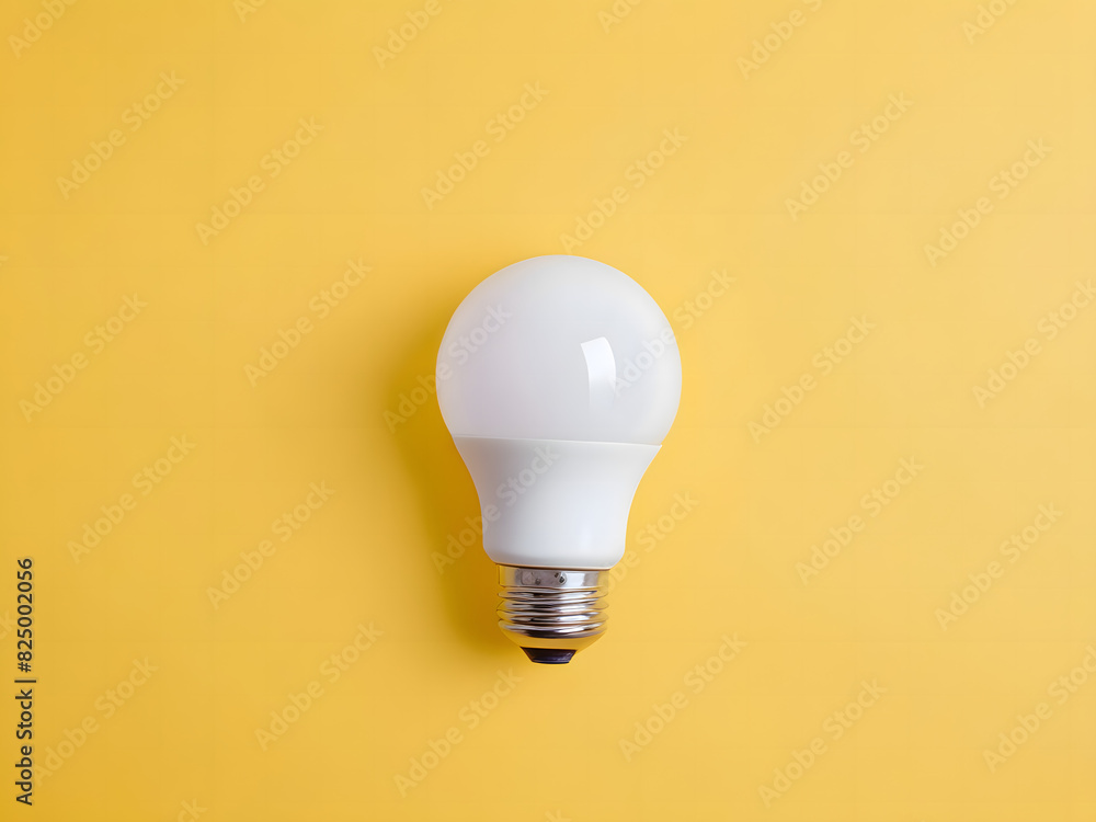 White light bulb on isolated yellow background with copy space White light bulb on isolated yellow background with copy space