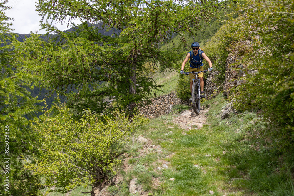 Obraz premium Mountainbiken im Vinschgau