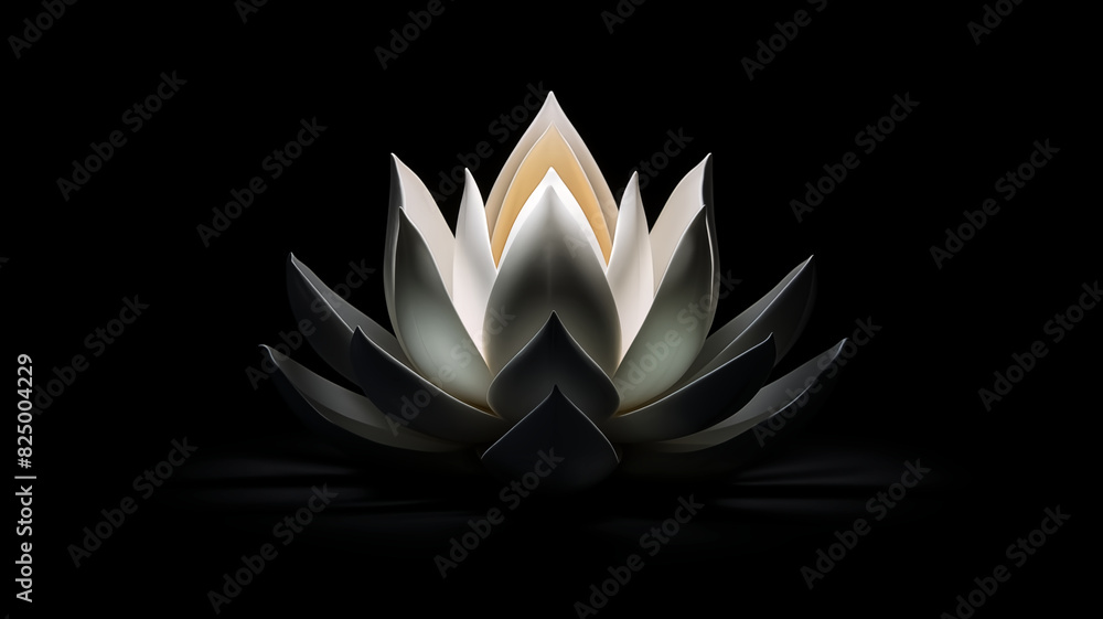 Close-up of a white and grey lotus flower on a black background. Studio shot. Zen and meditation concept. Close-up of a white and grey lotus flower on a black background. Studio shot. Zen and meditation concept.