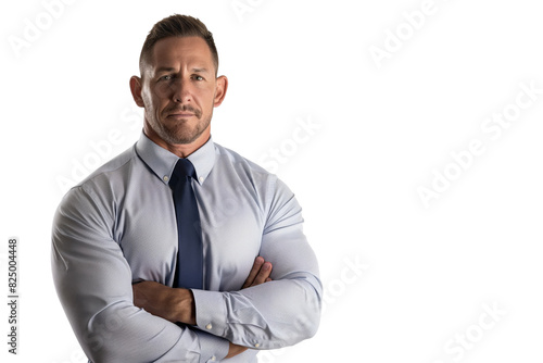 Man in White Shirt with Arms Crossed Looking Confident