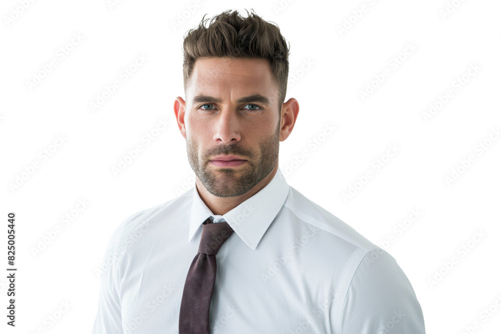 Professional Man in White Shirt with Dark Tie Posing Confidently Professional Man in White Shirt with Dark Tie Posing Confidently