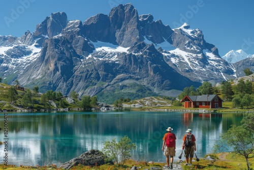 Couple Standing in Front of Lake