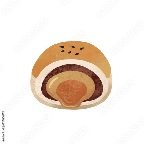 Mid-autumn moon cake illustration material. Translation: Chinese autumn moon festival dessert