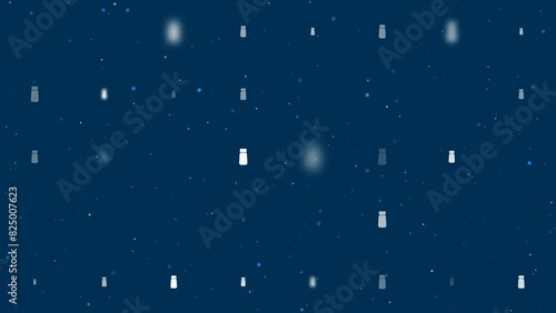 Template animation of evenly spaced pepper shaker symbols of different sizes and opacity. Animation of transparency and size. Seamless looped 4k animation on dark blue background with stars photo